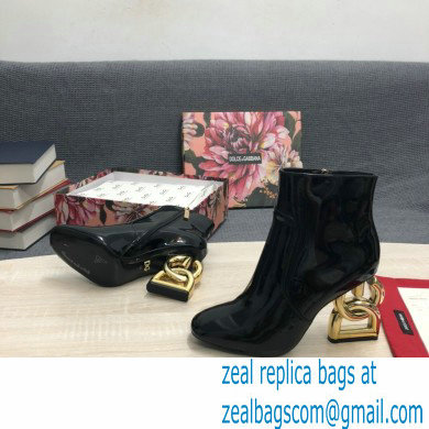 Dolce  &  Gabbana Heel 10.5cm ankle boots with DG Pop heel Patent Black 2022